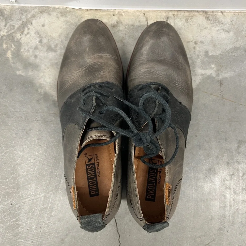 Pikolinos Oxford Heels - Leather - Size‎ 38 EU / 7.5 - 8 US - Black & Grey